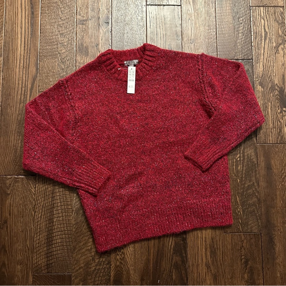 Jcrew red marl wool blend sweater NWT